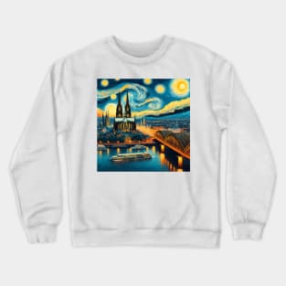 Cologne, Germany, in the style of Vincent van Gogh's Starry Night Crewneck Sweatshirt